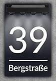 Premium Hausnummer beleuchtet mit LED Solar | individuell anpassbar | Acrylglas Anthrazit Matt | Wetterfest | in verschiedenen Größen | H1025