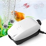 FEDOUR 2-ausgänge Aquarium Elektrische Luftpumpe, 3W Einstellbares Aquarien Luftpumpe, Leise Sauerstoffpumpe Aquarium mit Zubehör für 30-300L Fischtank