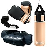 ScSPORTS® Boxsack - Set, 5.5/12kg, Gefüllt, mit Boxhandschuhen, Bandagen, Nylongurt, Tasche, PVC - Sandsack, Boxset, Boxsack-Set für Zuhause, Erwachsene, Boxing, Kickboxen, Boxen, MMA (12 kg)