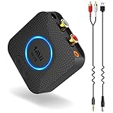 1mii Bluetooth Audio Adapter, HiFi Bluetooth 5.0 Empfänger, aptX HD & Low Latency Drahtloser Audio Receiver mit 3D Surround für Stereoanlage Lautsprecher, 15 Hrs Spielzeit, Dual Verbindung - Schwarz