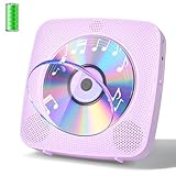 Gueray Desktop CD Player Bluetooth CD-Spieler mit Lautsprechern für Zuhause 1800mAh Tragbarer CD-Player mit AUX USB Kopfhörer Jack FM Radio mit Fernbedienung Staubschutz LCD Display (Lila)