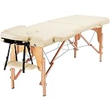 Yaheetech Massageliege Mobile Massagetisch 2 Zonen Tragebares Massagebett höhenverstellbar Holzfüßen inkl. Kopfstütze & Armlehnen 213 × 82 x 85,5 cm bis 250 kg Belastbar