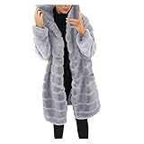Kunstfell Mantel Damen Langarm Plüsch Kunstpelz Jacke Lang Kapuzenjacke Jacke Pelzmantel Damen Winter Warmer Sexy Kunstpelz Mantel Jacke Faux Fur Mantel Winterjacke Lang Parka Coat Outdoor Fellmantel