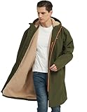 NORDIC OUTLAND Wasserdichter Wintermantel, Sherpa gefütterter Kapuzenparka, winddichter Wechselmantel mit 2 Taschen (DE/NL/SE/PL, Alpha, XL, Regular, Regular, Army Green)