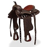 vidaXL Westernsattel Halfter Brustblatt Echtleder 12' Braun Pferd Sattel Set