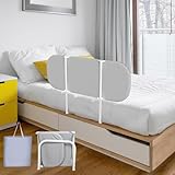Eulenke 120cm Bettgitter Rausfallschutz Klappbar, Höhenverstellbar Bettschutzgitter Kinderbettgitter Tragbar bettgitter für Reisen Einfache Montage, Grau