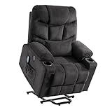 Consofa Fernsehsessel mit Aufstehhilfe Elektrisch, Relaxsessel mit Liegefunktion, Massagesessel mit Wärmefunktion, Getränkehalter 4 Seitentaschen,TYP C & USB-Anschlüsse TV Sessel Wohnzimmer (Grey)