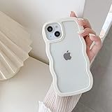 QLTYPRI Kompatibel mit iPhone 13 Hülle, iPhone 14 Transparent Case Aesthetic Curly Handyhülle Frauen Mädchen Girls Süßes Wellen Design Silikon TPU Bumper Schutzhülle - Weiß