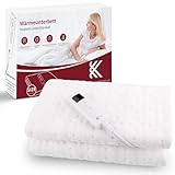 REDKEY Wärmeunterbett mit Abschaltautomatik, Heizdecke Unterbett mit 7 Temperaturstufen, Heizunterbett mit Überhitzungsschutz, waschbar, 160x130 cm, Befestigungsgurte