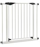 BOMI Hunde Türschutzgitter 63-251 | Ohne Bohren | 90° Stop | Schließt automatisch | Hundetürschutzgitter und Baby Absperrgitter weiss in 1 Produkt | Schutzgitter Tür zum Klemmen | Haustiergitter