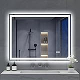 S'bagno Badspiegel mit Beleuchtung 800x600mm,LED Badezimmerspiegel mit Speicher, Entfoggen, 3000K/4000K/6500K, Dimmbar, HD-gehärtetes Glas, IP44 Bad Spiegel mit Licht Horizontal/Vertikal