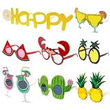 ZOCONE 8 Stück Partybrillen Lustige Brillen Hawaii Party Sonnenbrille Set Partybrille Geburtstag Brille Fasching Party Zubehör Lustig für Geburtstag Party Hawaii Foto Requisiten Strand Halloween