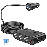 Gerbala 7 IN1 Zigarettenanzünder Verteiler, 127W USB C Steckdose PD und QC 3.0 KFZ Ladegerät, mit Schalter LED Volteter für Kühlbox, Sitzheizung, GPS, Kamera, Navi, für 12V-24V Fahrzeuge Wohnmobil