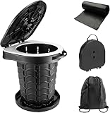 Campingtoilette Faltbar Camping Toiletten(WC) mit Deckel - imodomio Mobile Toilette mit 10 Bio-Toilettenbeuteln, ideal für Outdoor-Camping, Indoors, Auto, Baugelände. Tragkraft bis 180kg