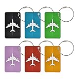 Jizxol 6 Stück Gepäckanhänger, Aluminium Gepäckanhänger mit Adressanhänger, Kofferschild mit Edelstahlkabel, Wasserdichtem PVC Namensschild, Verlust verhindern, für Gepäck Koffer Tasche Handtasche