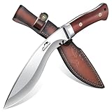 Moontay Outdoor Survival Messer VG10 Stahl, Jagdmesser Feststehende Klinge mit Lederscheide, Großes Full Tang Machete Bushcraft Camping Messer mit Holzgriff, Geschenke für Männer