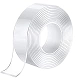Doppelseitiges Waschbares Spurloses Klebeband,Transparent Entfernbares Wiederverwendbares Klebestreifen, Extra Starke Klebekraft Wasserdichtes, rutschfest Multifunktionales (3M x 3CM x 2MM)