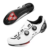 Solamni Fahrradschuhe Herren Rennrad | SPD/SPD-SL/Look Delta Klicksystem | Radsportschuhe Kompatibel mit Peloton Bike & Roadbike Weiß