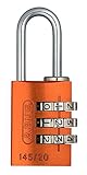 ABUS Zahlenschloss 145/20 Orange - Kofferschloss, Spindschloss u. v. m. - Aluminium-Vorhängeschloss - individuell einstellbarer Zahlencode - ABUS-Sicherheitslevel 3