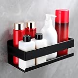 Cooeco Duschablage Ohne Bohren Schwarz, Duschregal Badregal Ohne Bohren Shampoo Halterung für Dusche Badezimmer Regal Edelstahl