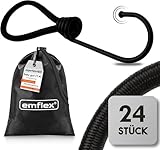 emflex® ES-MAX Profi Expanderschlingen mit Haken [24 Stück] - Extra Starke Planenspanner mit Haken & Tasche - 160mm Spanngummi mit Haken