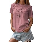 Damen Löwenzahn T-Shirt Blume Shirt Damen Geschenk für Sie Löwenzahn Shirt Damen niedlich Kurze Ärmel（Rose2, M）