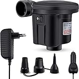 Elektrische Luftpumpe Pumpe mit 3 Luftdüse 2 in 1 Aufblasen und Entleeren Elektropumpe Power Pump für Aufblasbare Luftmatratze Matratze Kissen Bett Boot Schwimmring