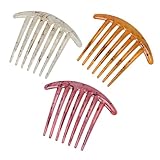MUSISALY 3 Stück Teiliges Haarkamm Modische Steckkämme mit Breiten Zähnen Leichte Frisierkämme in Tiefbraun Hellbraun und Hellrot Kompakt und Praktisch für Haarstyling und