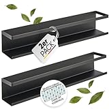 LIKAYA® Gewürzregal 2er Set – Schwarzes Metallregal für Gewürzgläser, ideal für Ankerkraut & Co. | Kein Bohren dank 3M™ Klebepads | Platzsparend, stilvoll & stabil – einfache Montage ohne Bohren!