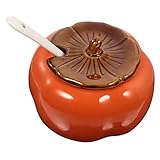 CIYODO 1 Satz Gewürzdose aus Keramik Gewürze kleine Gläser mit Deckel Party Persimmon Etiketten CERAMIC -Gewürzbehälter kleiner Gewürzbehälter Gewürzglas Gewürztopf Orange