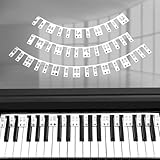 Abnehmbare Klaviertastatur Notenetiketten, Klaviernoten, Führungsetiketten für Anfänger, 88 Tasten und 61 Tasten,volle Größe, Silikon-Klavierschlüssel,Musiknoten,Buchstabenetikett, Wiederverwendbar