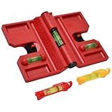 Pfostenwasserwaage Magnetisch Rot, Winkelwasserwaage mit Magnet, Pfosten Wasserwaage, Kommt mit Zwei Linearwasserwaagen, für Rohrinstallation Bild Hängen Montagehilfe