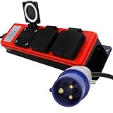 Kenable | IP44 wetterfestes Verlängerungskabel | 3-fach 16A Commando Steckdose | 5m Kabel | Caravan Camping Steckdosenleiste