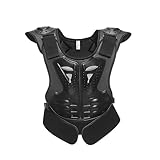 M&Catree Kinder Motorradjacke Brustpanzer Weste-Schutz Motocross Enduro Sport mit Protektoren für 4-15 Jahre alt Kinder - Schwarz, L
