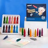 lcvtos Wachsmalstifte Kinder, 24 Farben, Ungiftige Wachsmalkreiden für Kleinkinder ab 1 Jahr, Raketenform, waschbare Buntstifte für Kinder Graffiti, DIY Handwerk und Malerei