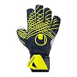 uhlsport Fußball Torwarthandschuhe Prediction Soft Flex Frame - Torwarthandschuhe für Kinder und Erwachsene mit Fingerschutz, 6, Marine/weiß/Fluo gelb