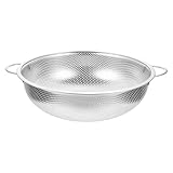 MUCKLILY Doppelgriff Edelstahl Siebkorb Mikroperforiertes Abtropfsieb Küchen Seiher für Gemüse Obst Reis Robust Praktisch für Haushalt und Camping Leicht zu Reinigen und Verstauen