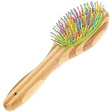 HEMOTON Bunter Hundepflegekamm mit Gebogenem Wellenpin Holzgriff für Welpen Entfernt Lose Haare Verwicklungen und Schmutz Stilvolles Design