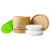CLEANOFANT Putzstein mit Reinigungs-Schwamm und Mikrofaser-Allroundtuch | Set | Öko-Universalreiniger Reinigungsstein für den ganzen Haushalt | Universalstein Allzweckreiniger in Karton-Dose