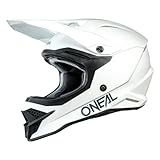 O'NEAL | Motocross-Helm | Motocross Enduro |Schale aus ABS, Lüftungsöffnungen für optimale Belüftung & Kühlung | 3SRS Helmet Solid | Erwachsene | Weiß | Größe L