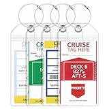 Lammcou Kofferanhänger für Kreuzfahrten, XXL Robuste Wasserfeste PVC Transparente Gepäckanhänger für Aida TUI Mein Schiff, mit Verschraubbaren Metallband, Cruise Luggage Tag (4 Pack, 19 * 11cm)