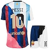 HUSSATEX Miami Argentinien Barcelona Trio Special Vintage Edition Leo #10 Kinder Fußball Trikot & Shorts Geschenkset Jugendgrößen (Mix, 152)