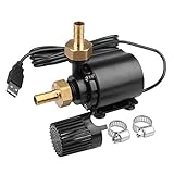 TSSS 500L/H Außengewinde USB Wasserpumpe 4W Bürstenlosen Unterwasserpumpe Brunnenpumpe mit 2 Messing düsen,150cm Stromkabel Aquariumpumpe