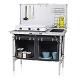 Campart KI-0757 Outdoor Küche Granada Campingküche, White/Black, 100 x 50 x 76 cm