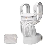 Ergobaby Babytrage für Neugeborene bis zum Kleinkind, 4-Positionen Omni 360 Cool Air Mesh Pearl Grey, Ergonomische Baby-Tragetasche Bauchtrage Rückentrage