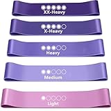 FOLAI Widerstandsbänder [5er Set] Fitnessband mit Übungsanleitung auf Deutsch & Tragebeutel Resistance Bands Gymnastikband für Muskelaufbau Pilates Yoga