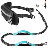 Eyein Joggingleine mit Bauchgurt für mittelgroße und große Hunde, verstellbar Freihandleine mit Reflektierend Elastisch Laufleine und Dual Griffe zum Joggen und Walken, L für einen Hund