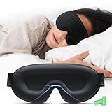 Aosun 3D Schlafmaske für Seitenschläfer, 2025 Upgrade Augenmaske für Frauen & Herren, 100% Lichtblockierend & Atmungsaktiv, Schlafbrille mit Verstellbarem Gummiband & Ohrstöpseln, Reisen, Büro, Yoga