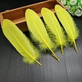 15–20 cm harte Gänsefedern, künstliche Schwanenfedern, Bastelzubehör, bunte Traumfänger-Federdekoration, gelb, 50 Stück