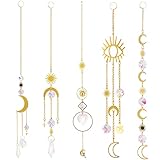 Simpeak 5 Stück Sonnenfänger Kristall, Glas Fenster Lichtfänger Deko Anhänger, Kristallglaskugel für zu Hause, Garten, Kristall Licht Dekoration